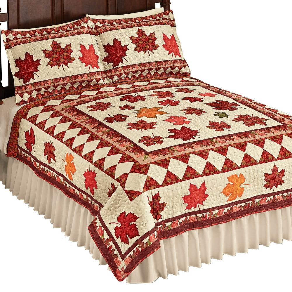Collections Etc Fall Leaves Quilt BROWN FULL/QUEEN