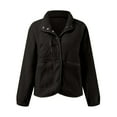 thumbnail image 4 of IROINNID Shearling Jacket for Women Winter Fall Button Down Y2K Shearling Jacket Warm Casual Fuzzy Trendy Jacket with Pocket,Black, 4 of 5