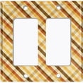 thumbnail image 6 of Metal Light Switch Plate Outlet Cover Yellow Orange Brown Plaid Wallpaper WAL032, 6 of 13