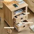 thumbnail image 4 of Farmhouse Night Stand with Charging Station, 2 Drawers End Table Dresser for Bedroom, Bed Side Table with Open Shelf, Bedside Cabinet for Living Room, Closet - Natural, 4 of 6