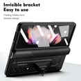 thumbnail image 7 of MonsDirect for 7.6 inch Samsung Galaxy Z Fold 4 5G 2022 Case, Hard PC Case with Hidden Stand, Anti-Drop Free Folding Hinge Cover with Screen Protector & Lens Protection for Galaxy Z Fold 4, Black, 7 of 7