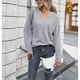 thumbnail image 1 of Suéter De Invierno, Lavar A Máquina Blusa De Mujer Cuello En V Transpirable Color Puro Con Bolsillo Para Oficina ANGGREK Otros, 1 of 8