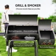 thumbnail image 3 of Charcoal BBQ Grill with Offset Smoker Portable Backyard Cooking Smoker, 124 x 53 x 104 cm, Black, 3 of 7
