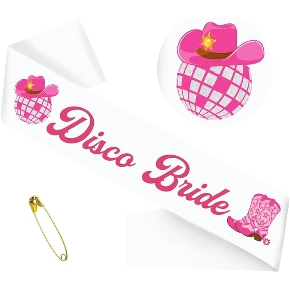 1 pcs Hot Pink Disco Bride Sash for Last Disco Bachelorette Party, Funny Bride to Be Sash for Bridal Shower, Western Theme Party, Last Disco Cowgirl Bachelorette Party Decorations