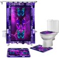 thumbnail image 2 of FMSHPON Butterfly 4 Piece Bathroom Set Shower Curtain Bath Rug Contour Mat and Toilet Lid Cover, 2 of 8