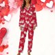 thumbnail image 1 of TaTaai Women's Valentine's Day Printed Lapel Loungewear Set, Long Sleeve Top and Pants Pajama Outfit, Casual Sleepwear Gift, 1 of 5