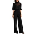thumbnail image 2 of IUYRTFE Women 3 Piece Sheer Sleeve Jumpsuit Set with Cami and Wide Leg Pants for Formal Evening Events, 2 of 6