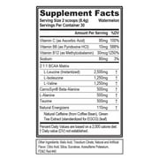 BCAA Powder - Evlution Nutrition Pre Workout BCAA Energy Powder 30 Servings - EVL BCAA Amino Acids Endurance & Muscle Recovery Drink - Watermelon Flavor with Vitamin B12 & Vitamin C