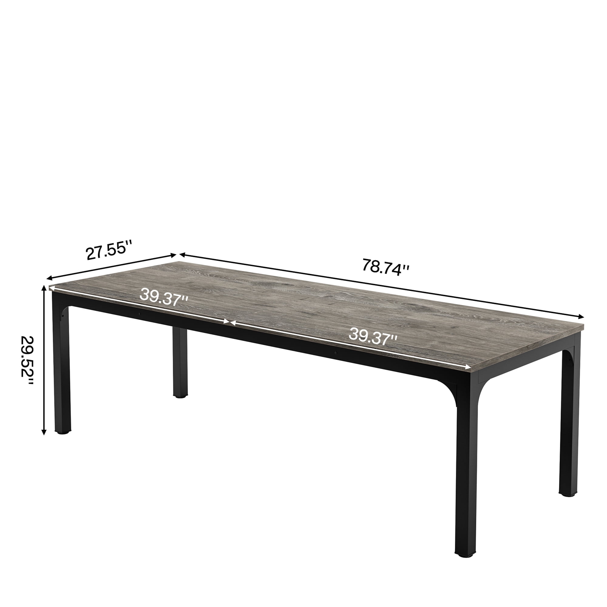 MAYEERTY 78.7" Extra Long Industrial Double Workstation Desk, 2-Person Home Office Desk with Heavy-Duty Metal Frame, 200lbs Capacity MDF Tabletop