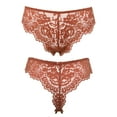 thumbnail image 4 of Curve Muse Women's Pack Of 2 Comfort Sheer Lace Tanga Hipster Boyshorts Panties-Pack C-Cream,Rust-XL/8, 4 of 6