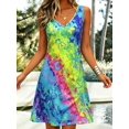thumbnail image 2 of Butterfly Ombre Print Dress, Women's Casual Vacation Daily Wear, Sleeveless V-Neck Dress Summer Elegant, 2 of 15