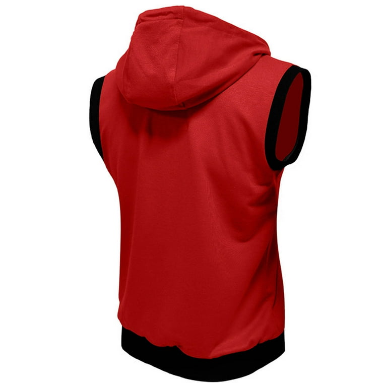 jentlouis Zip Hoodie Lサイズ　トマト Men's Sleeveless Zip Hoodie - Lightweight Summer Pullover