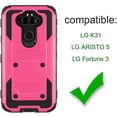thumbnail image 2 of Mignova for LG K31 Case,LG Aristo 5 Case,LG Fortune 3 Case,[Built-in Screen Protector][Kickstand] Heavy Duty Rugged PC Back &Soft TPU Inner Armor Swivel Belt Clip Holster Protective Case(Pink), 2 of 7
