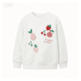 thumbnail image 4 of Gaxelrn Toddler Girls Cotton Crewneck Sweatshirt with Embroidered Fruit Applique,Long Sleeve,White,Size 2-3 T, 4 of 5