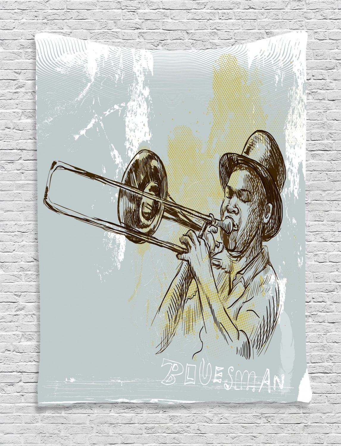 Jazz Music Tapestry Trumpet Player Illustration Rock And