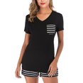 thumbnail image 1 of Conjunto de pijamas de verano para mujer, ropa de dormir a rayas, cuello en V, manga corta, ropa de descanso para el hogar, 1 of 6