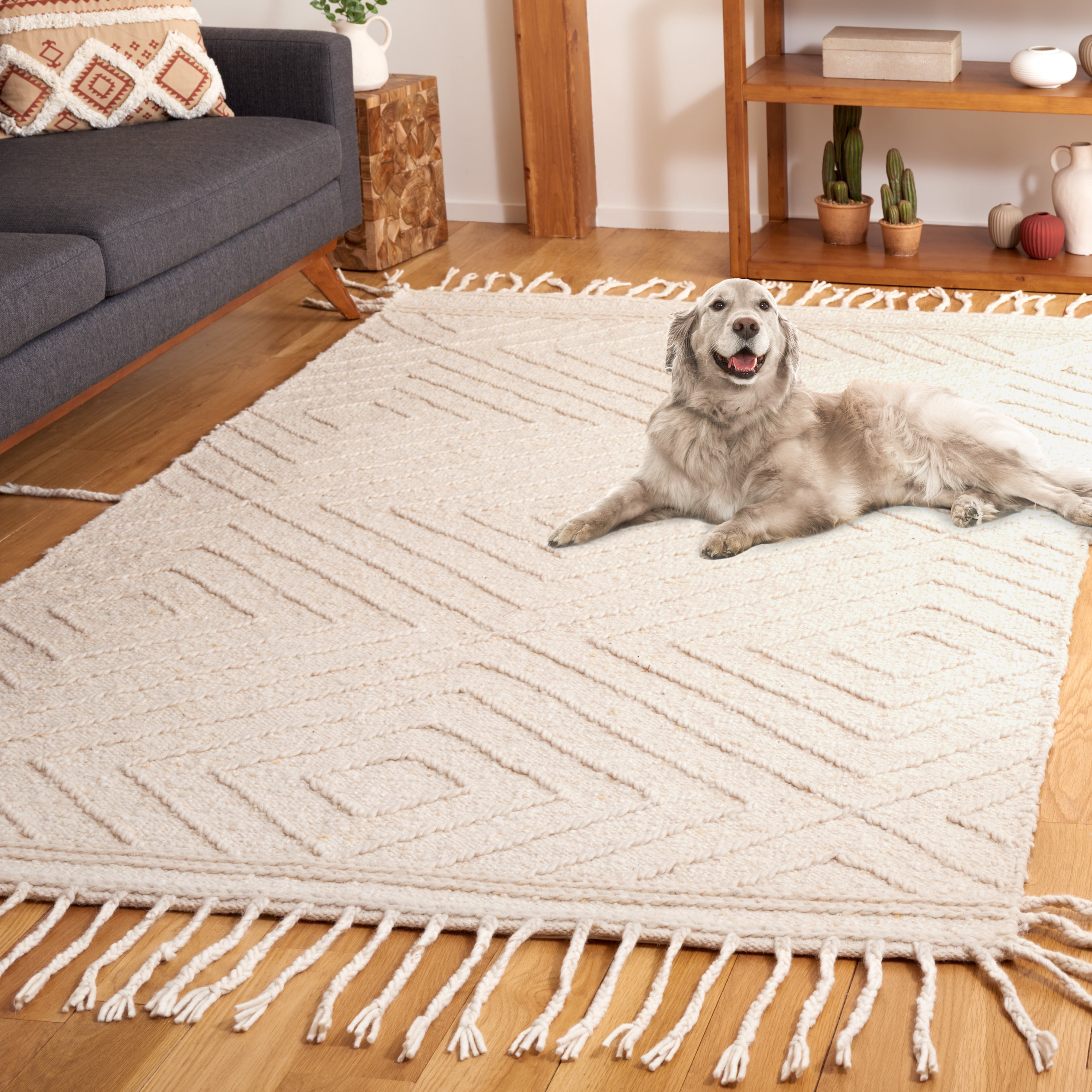 SAFAVIEH Natura Walter Diamond Area Rug, Ivory, 6' x 6' Square