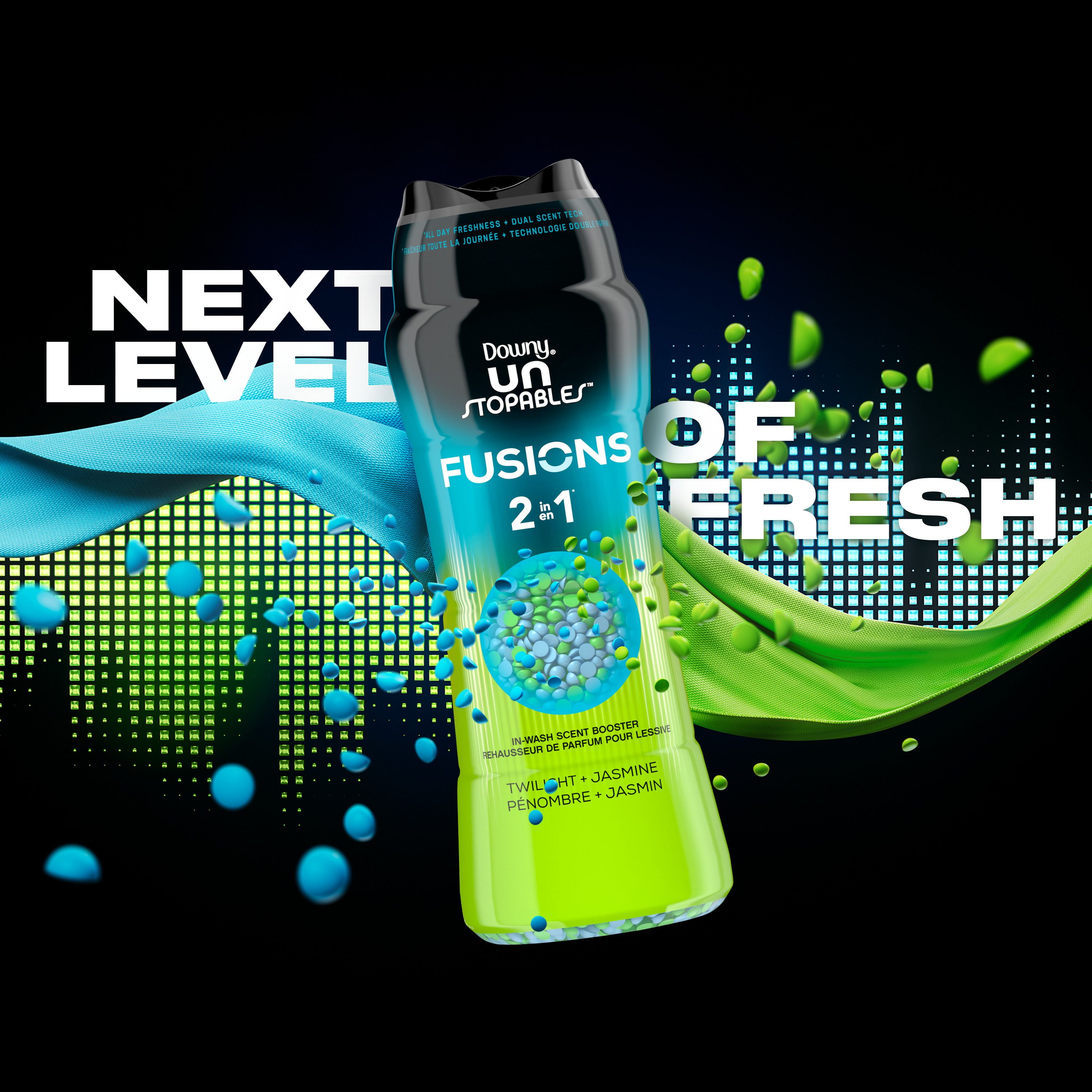 Downy Unstopables Fusions In-Wash Laundry Scent Booster Beads, Twilight and Jasmine Scent, 2-in-1 All Day Freshness + Dual Scent Technology