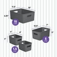 thumbnail image 2 of Decorative Plastic Open Home Storage Bins Organizer Baskets, Grey (Set of 4) 1 Large, 1 Medium, 2 Small - Container Boxes for Organizing Closet Shelves Drawer Shelf - Ribbed Collection, 2 of 6
