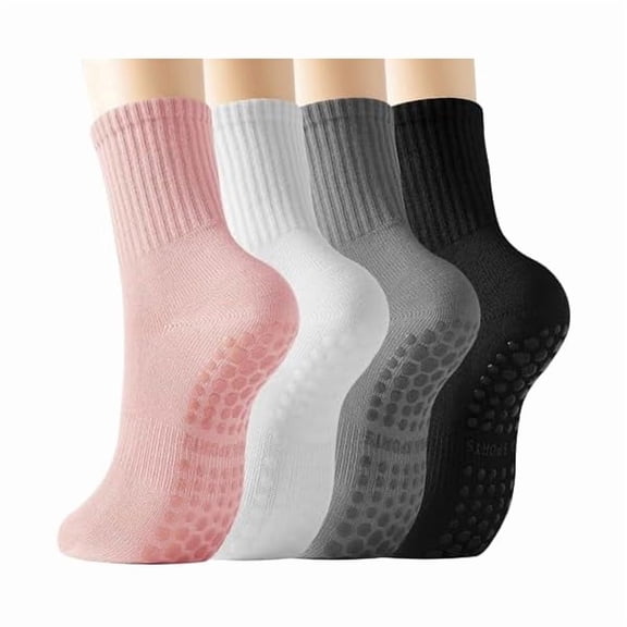 Eryueer Pilates Socks with Grips for Women, Anti Slip Grippy Yoga Barre Socks, Full Sole Sticky Reformer Workout Sock