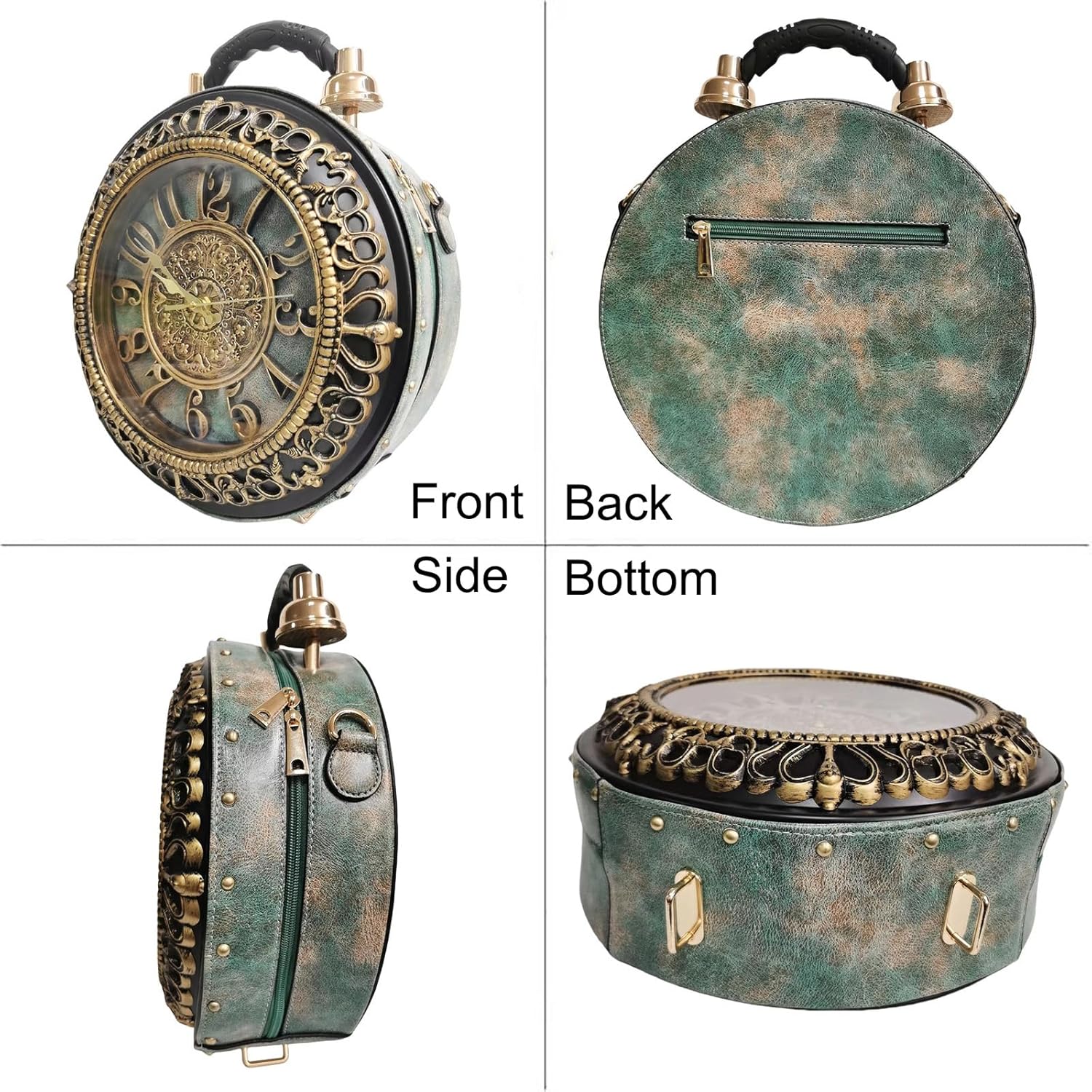 Baguery PVC Clock Shaped Crossbody Bag - Waterproof Adjustable Shoulder Purse for Women
