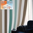 thumbnail image 5 of Brown Stripe Blackout Curtains for Bedroom/Living Room, Pinch Pleated Black Out Curtains, Ombre Geometric Teal Green Vertical Striped Room Darkening Window Drapes with Hooks 2 Panels, 39"x70", 5 of 8