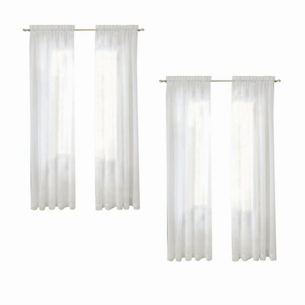 Cortinas Transparentes Blancas para Ventana 90 Pulgadas de 4 Paneles Cortinas Blancas Transparentes Cortinas Transparentes Panel Básico de Bolsillo de Varilla