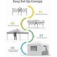 thumbnail image 2 of 10'x10' Pop up Canopy Tent with 210 D Oxford Fabric, Portable Instant Commercial Canopy Including 4Pcs Sidewalls 4 Stakes 4 Ropes 4 Sandbags for Farmers' Market, Patio, Outdoor, Camping-White, 2 of 5