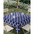 thumbnail image 2 of Outdoor Tablecloth with Umbrella Hole and Zipper Navy Blue Morocco Pattern Square Tablecloths 54x54 Inch Waterproof Table Cloths Geometric Patio Table Cover for Outdoor Tables Picnic BBQS Party, 2 of 7
