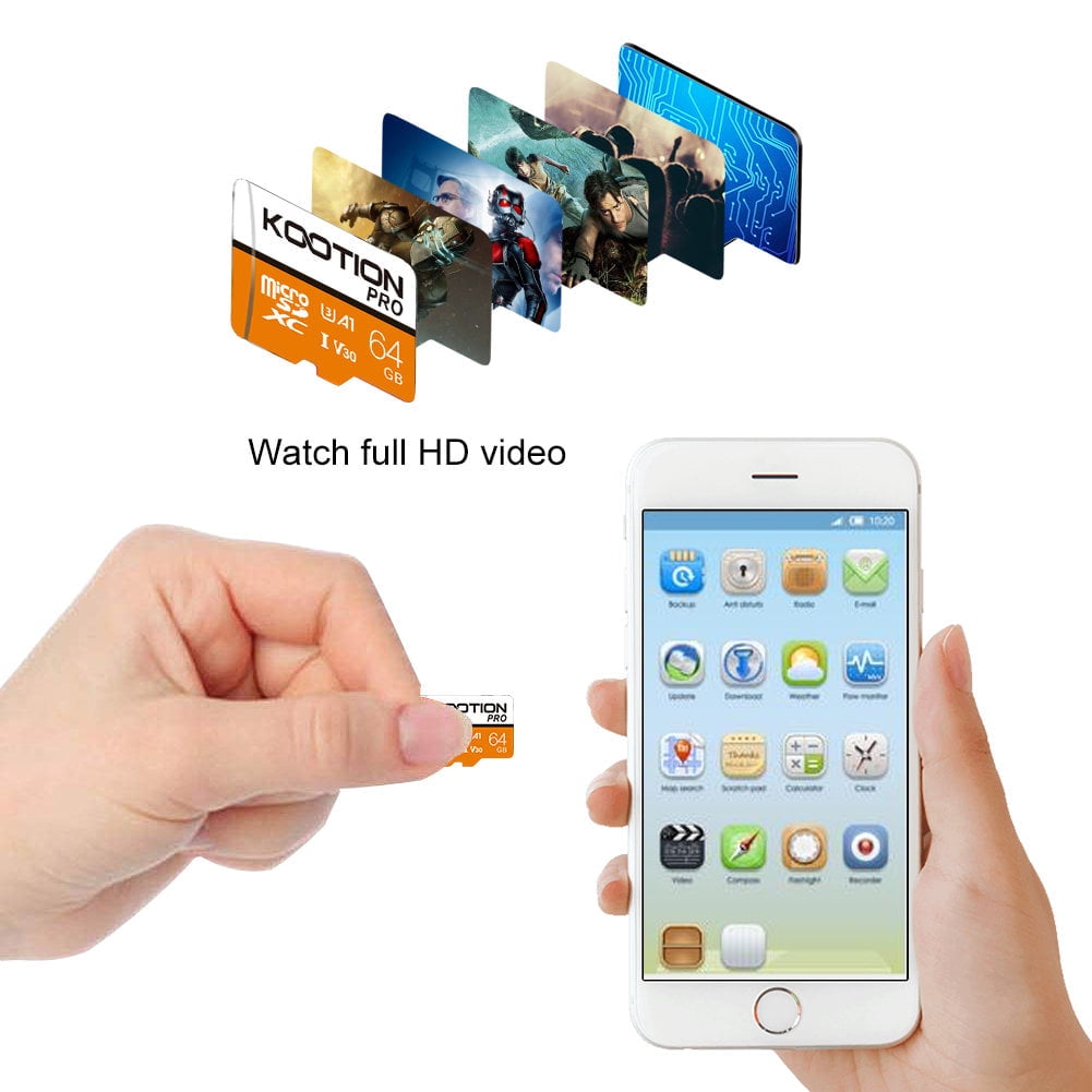 KOOTION 64 GB Micro SD Card 5 Pack MicroSD Card U3 A30 TF Card High Speed Full HD 4K Memory Card for Security Camera Phone Table