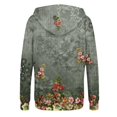 thumbnail image 6 of Floral Zip-Up Hoodie for Women, Long Sleeve Oversized Sweatshirt Jacket - Casual Loose Fit Lightweight Outerwear with Pockets Army Green L, 6 of 6