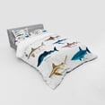 thumbnail image 3 of Ambesonne Fish Bedding Set 3 Pcs, Cartoon Shark Types Wild, Twin, Multicolor, 3 of 3