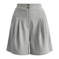 thumbnail image 5 of Cagogo Women's High Waisted Shorts with Pockets Solid Casual Summer Beach Vacation Shorts Elastic Waist Lounge Trousers Travel Clothes, Gray S, 5 of 6