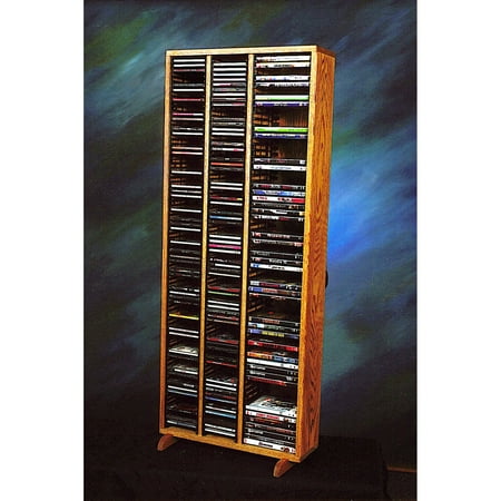 The Wood Shed Solid Oak 160 CD and 64 DVD Media Tower with Individual Locking Slots The Wood Shed Solid Oak 160 CD and 64 DVD Media Tower with Individual Locking Slots