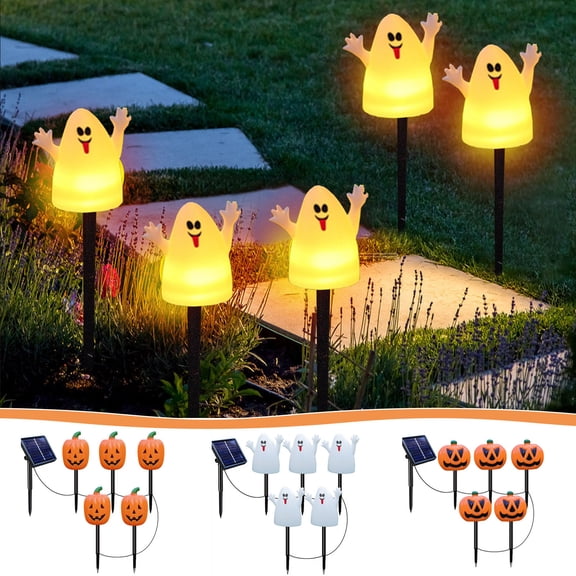 Halloween Solar Pumpkin Spectre Garden Lights Plastic Stake 10.8 in 8 Modes & Waterproof for Outdoor Courtyard Garden Yard Walkway Yard Patio Decor by MPOISVA