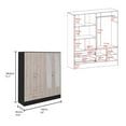 thumbnail image 7 of Bolton 160 Armoire, Six Shelves, Two Double Door Cabinets, Two Mirrors, Two Drawers, Rod Black / Light Gray, 7 of 7