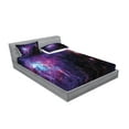 thumbnail image 2 of Ambesonne Galaxy Fitted Sheet & Pillow Sham Set, Mother Nebula View, King, Purple Black Blue, 2 of 2