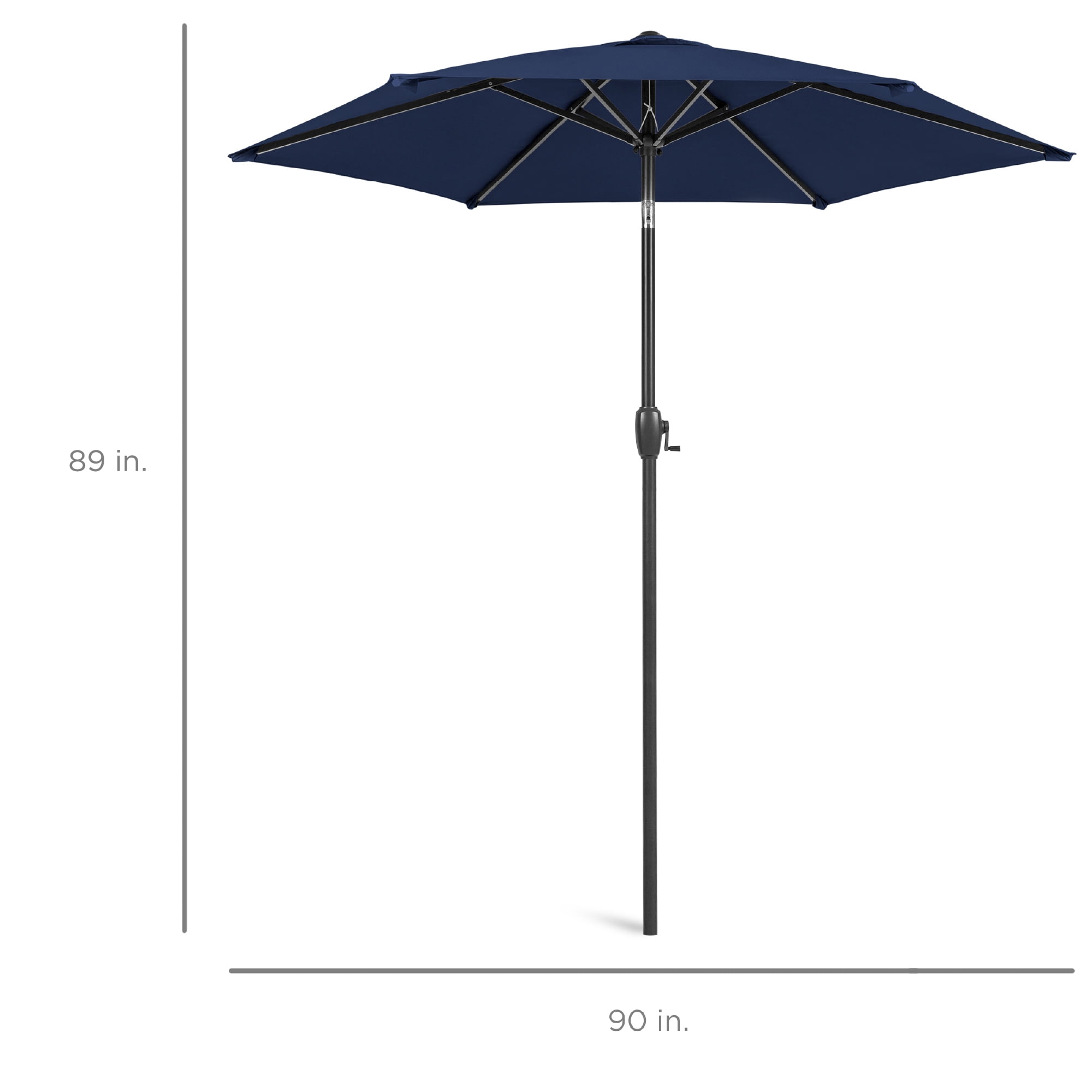 Best Choice Products 7.5ft Heavy-Duty Outdoor Market Patio Umbrella w/ Push Button Tilt, Easy Crank - Dark Blue
