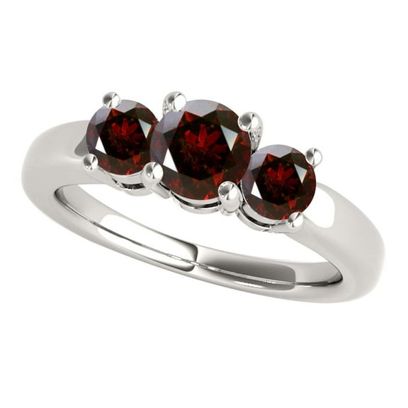 Red Diamond Engagement Rings For Women 1.0 Carat Natural Red Diamond (SI1-SI2) Three Stone Wedding Anniversary Ring For Women In 18K White Rose Yellow Gold