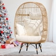 thumbnail image 5 of RADIATA Beige Egg Chair Outdoor 2-Piece Lounge Chair Set Patio Wicker Egg Chairs with Legs, 440lbs for Couples and Small Families, 5 of 10