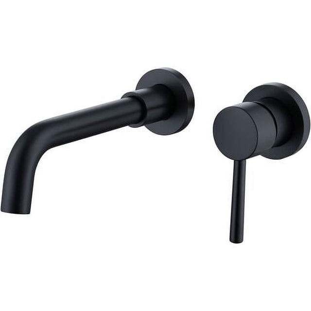 Grifos de baño de montaje en pared Laklulu, color negro mate, válvula empotrada incluida