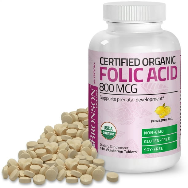 Organic Folic Acid 800 mg - USDA Certified & Vegetarian - Ultimate ...