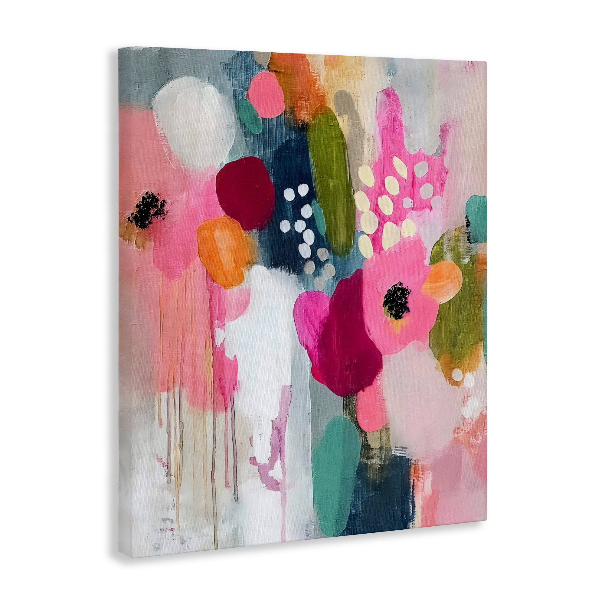 Stupell Industries Paint Drip Blooms Cascade Canvas Wall Art, design by Riley B
