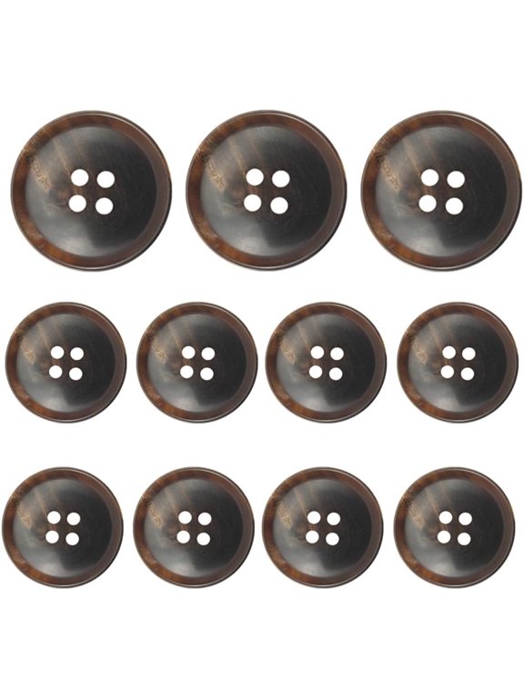 11 Pieces Natural Real Horn Buttons Set for Blazer and Suit, 20mm 15mm Genuine Horn Buttons for Men Women's Jacket Coat Suits Uniforms (Dark Brown) Dark Brown 20mm