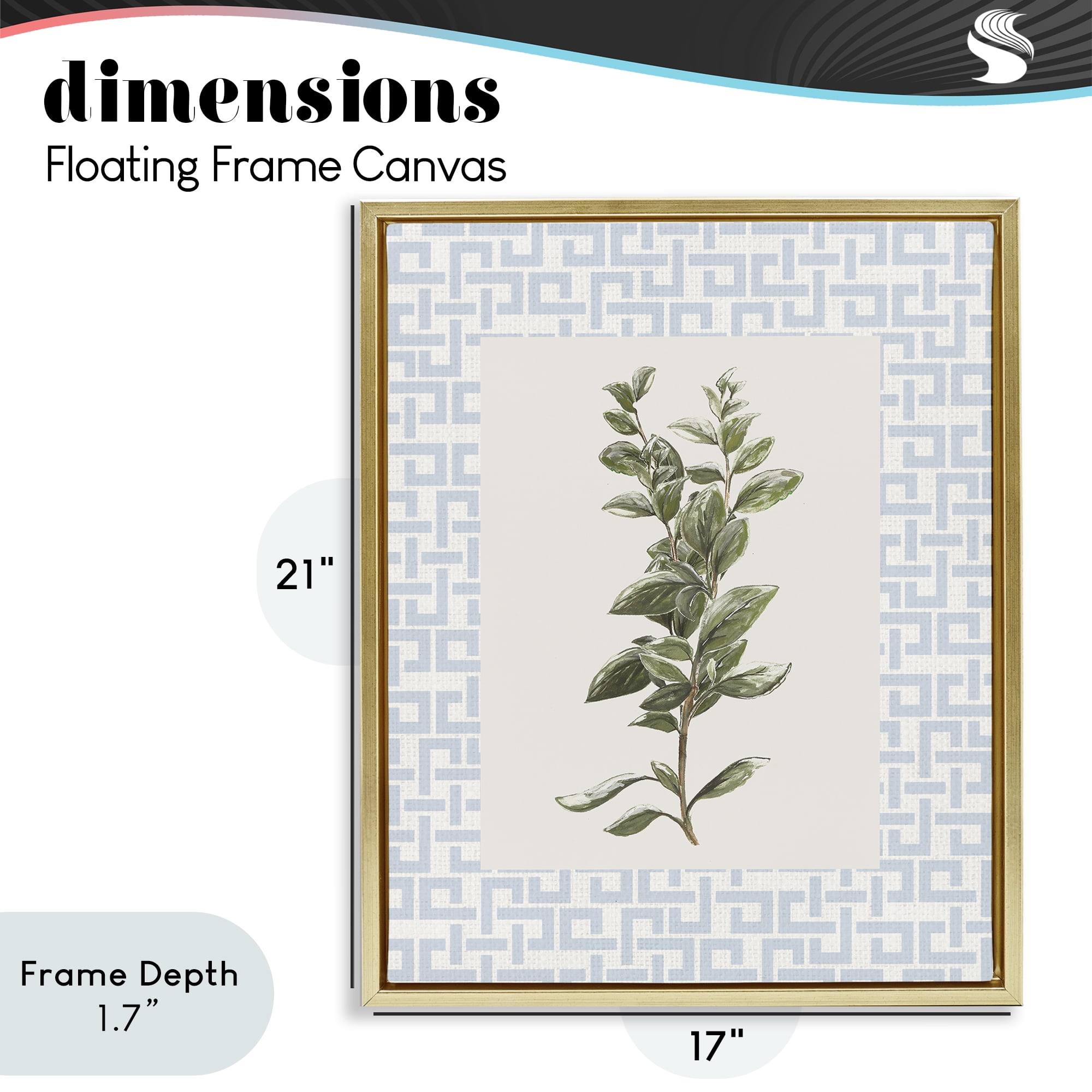 Stupell Industries Fresh Herb on Geometric Gold Framed Floater Canvas Wall Art, design by Diannart