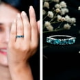 thumbnail image 3 of Rosec Jewels London Blue Topaz Heart Eternity Band for Women - Half Eternity Band - AAA Quality Certified - with Jewelry Box, 14K White Gold, US 5.00, 3 of 8