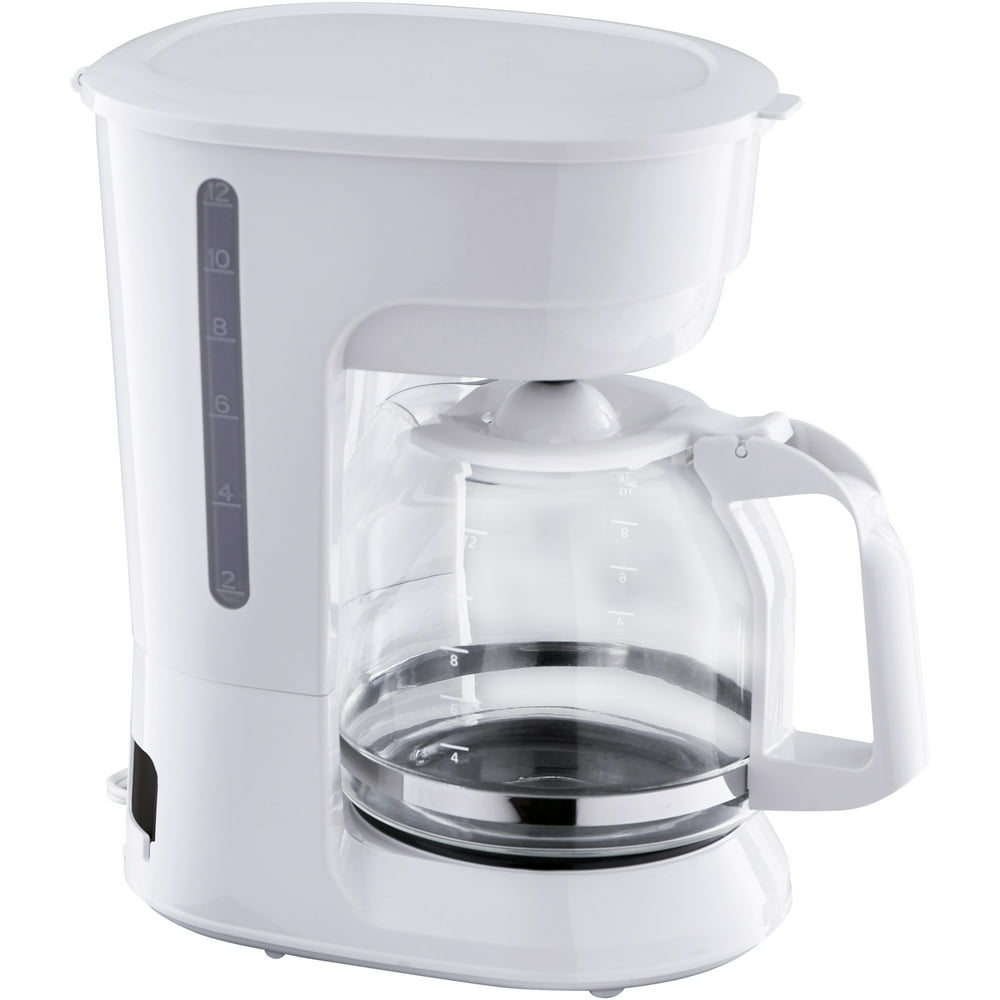 Mainstays 12 Cup White Coffee Maker with Removable Filter Basket