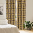 thumbnail image 2 of Ambesonne Mosaic Window Curtains, Oriental Flower Tiles Motif, Each 28" W x 63" L, Mustard and Dark Indigo, 2 of 4
