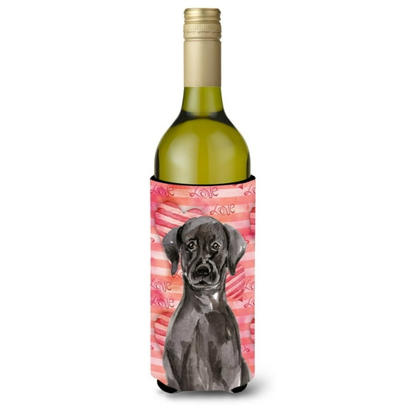 Carolines Treasures BB9468LITERK Black Labrador Love Wine Bottle Beverge Insulator Hugger  Wine Bottle multicolor