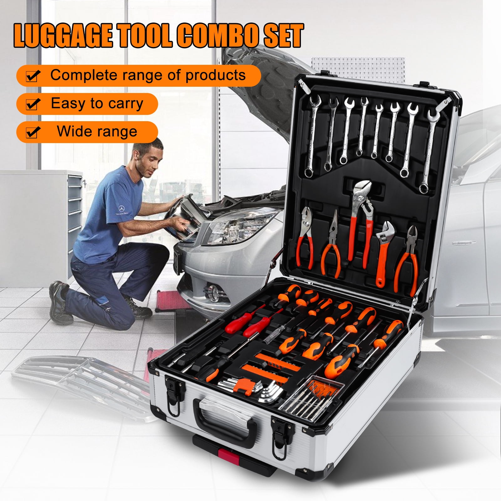Victool 187-Piece Auto Repair & Home Maintenance Tool Kit with Rolling Tool Box